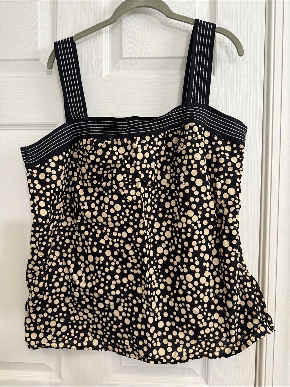 LOFT Black Camisole with Cream Polka Dots and Striped Straps
